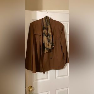 Brown Casual Women’s Company Jacket with Scarf Attached